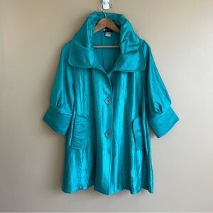 DAMEE, INC long swing jacket size small button front MSRP $195